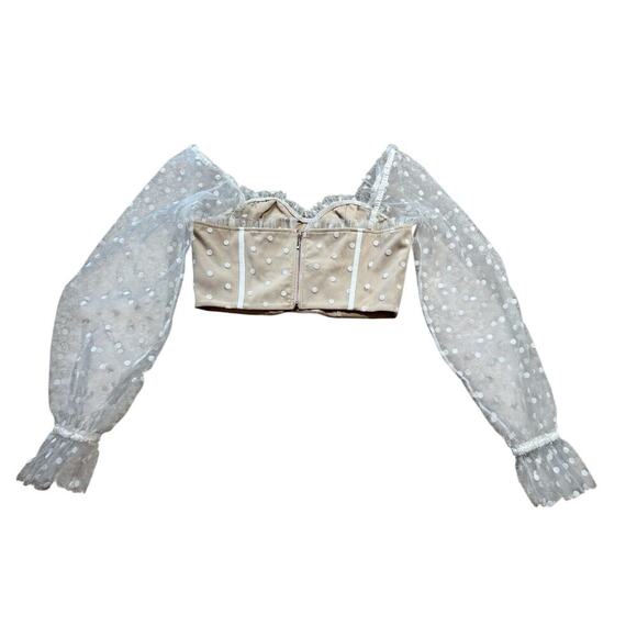 RNWY dressy shirt, cropped, Corset top, translucent sleeves, Size Large - Picture 3 of 9
